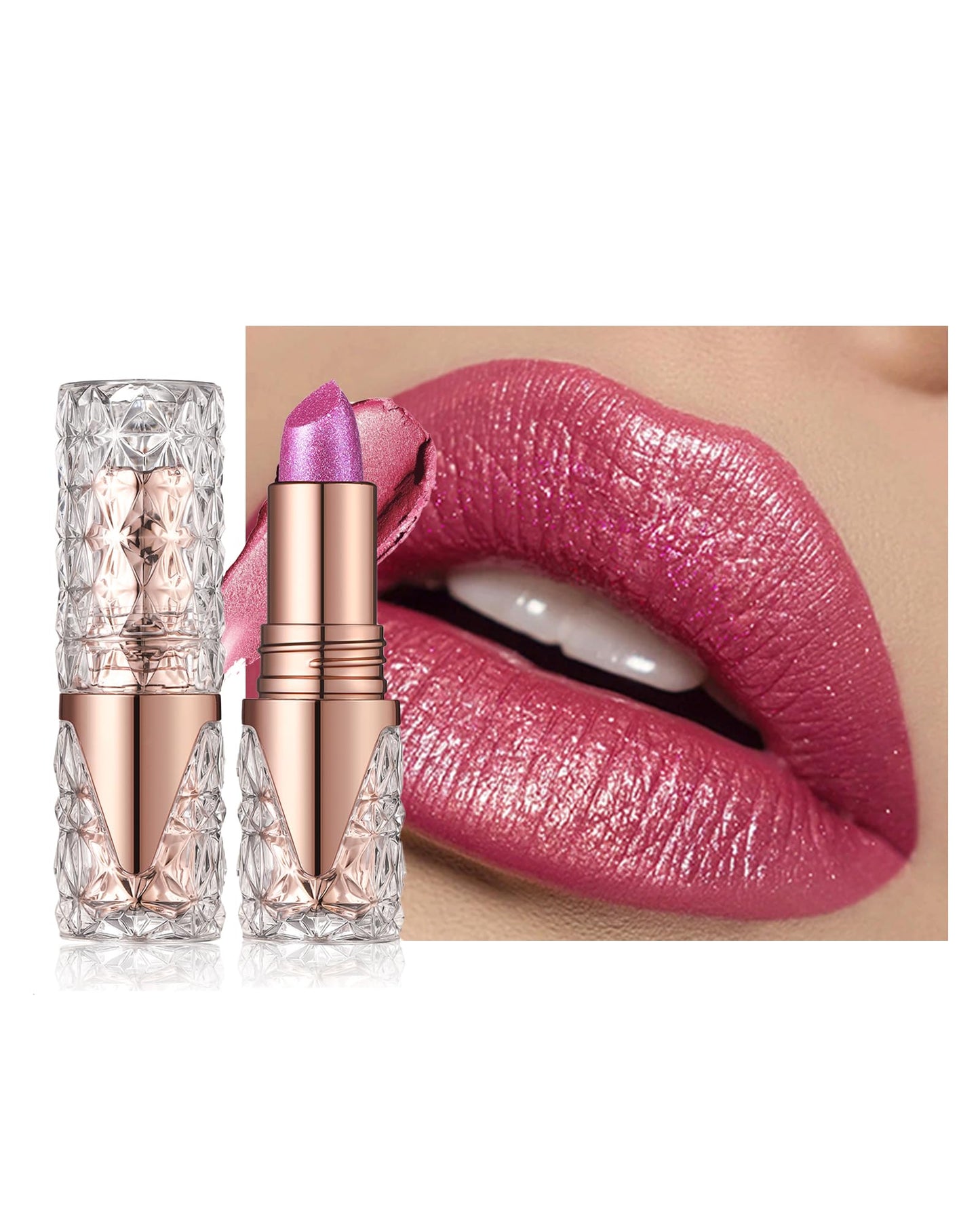 Caedelfly Glitter Metallic Shimmer Brown Lipstick Long Lasting,Diamond