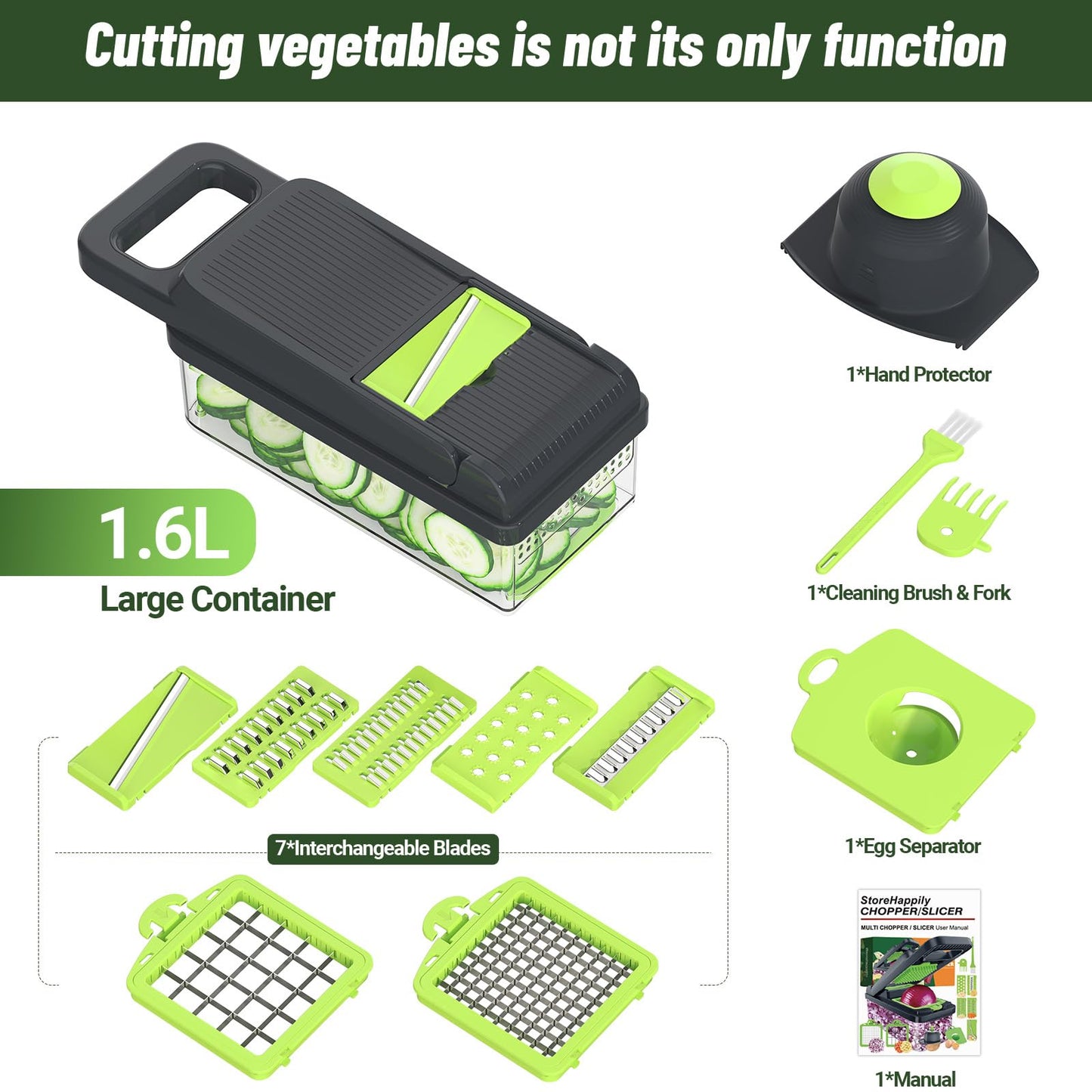 USA imported StoreHappily 12-in-1 Vegetable Chopper, 7 Blades