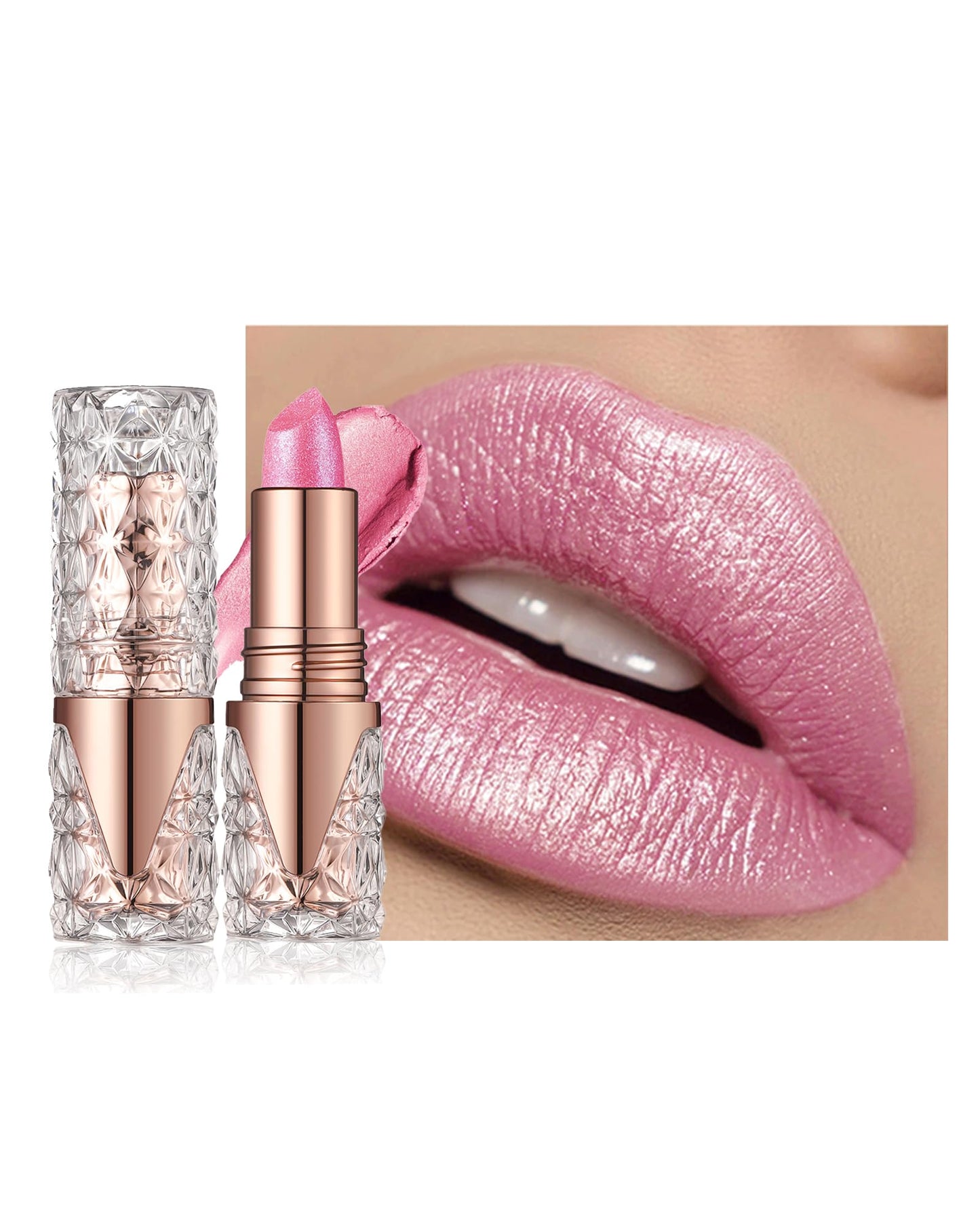 Caedelfly Glitter Metallic Shimmer Brown Lipstick Long Lasting,Diamond