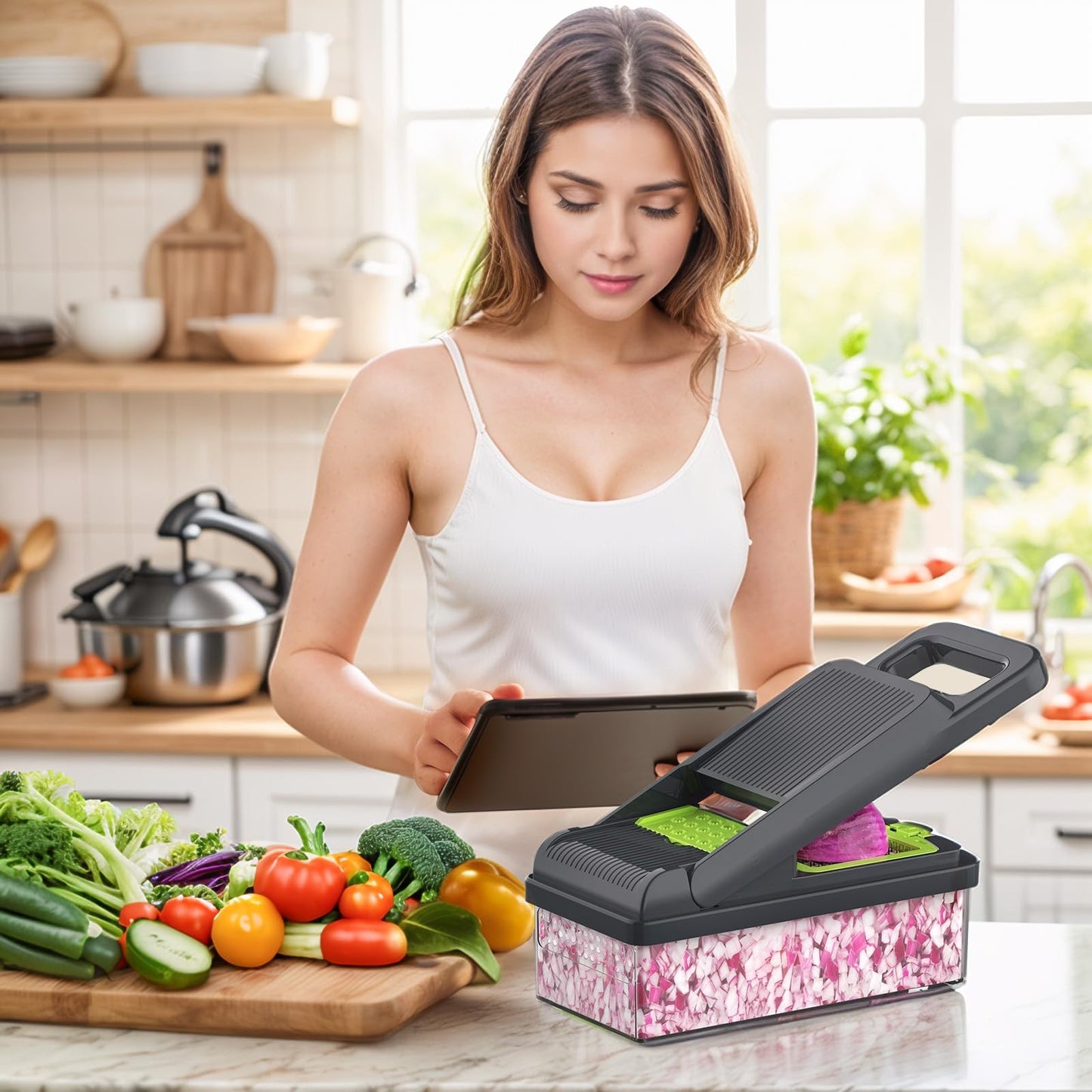 USA imported StoreHappily 12-in-1 Vegetable Chopper, 7 Blades