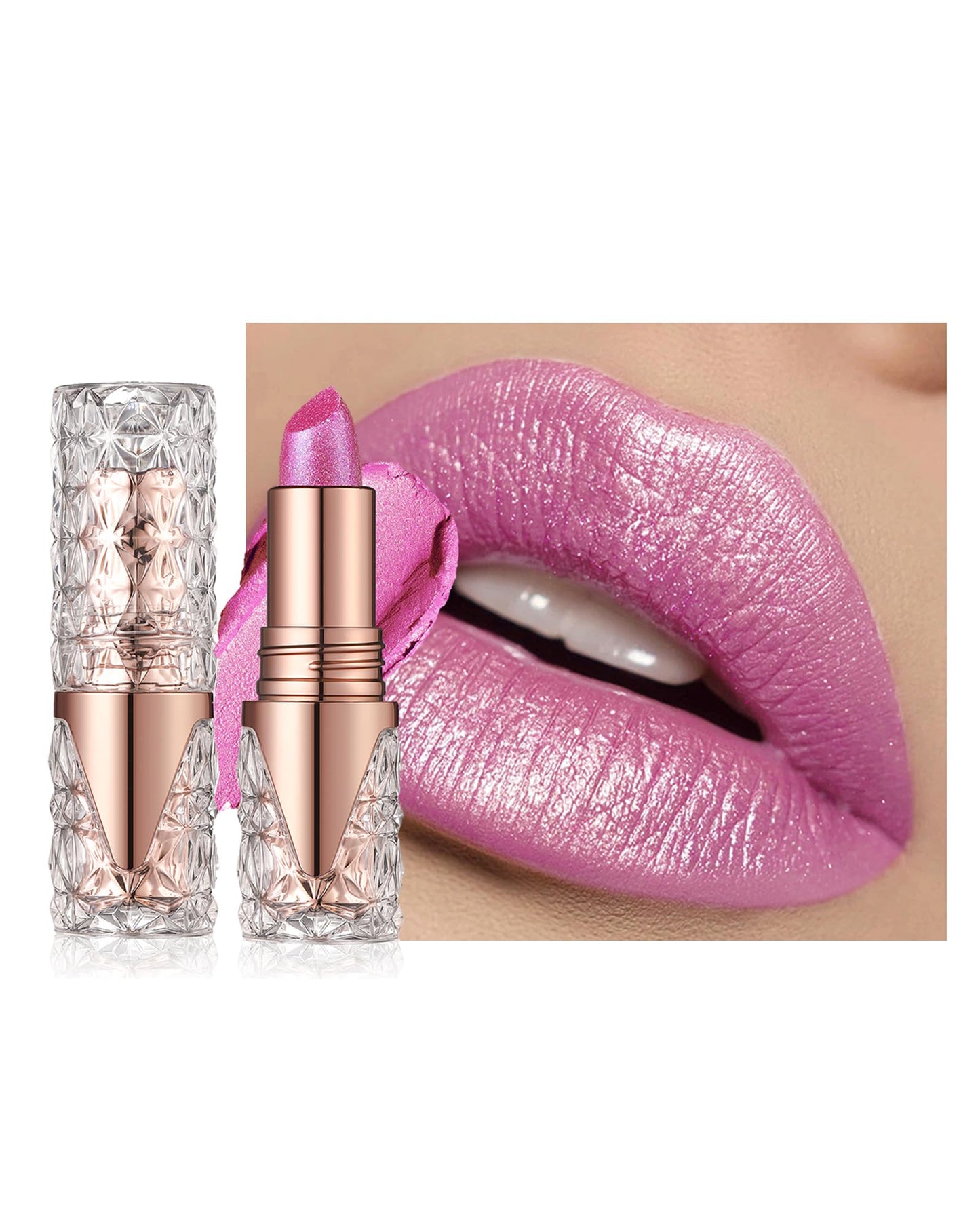 Caedelfly Glitter Metallic Shimmer Brown Lipstick Long Lasting,Diamond
