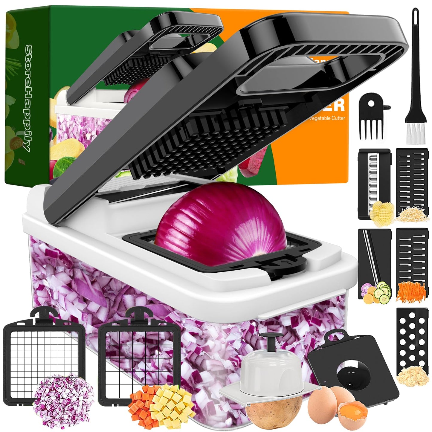 USA imported StoreHappily 12-in-1 Vegetable Chopper, 7 Blades