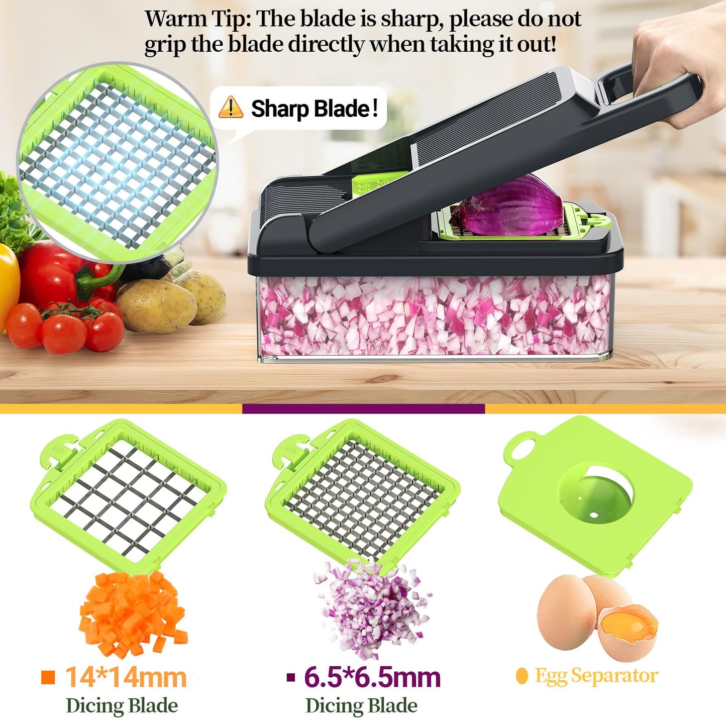 USA imported StoreHappily 12-in-1 Vegetable Chopper, 7 Blades