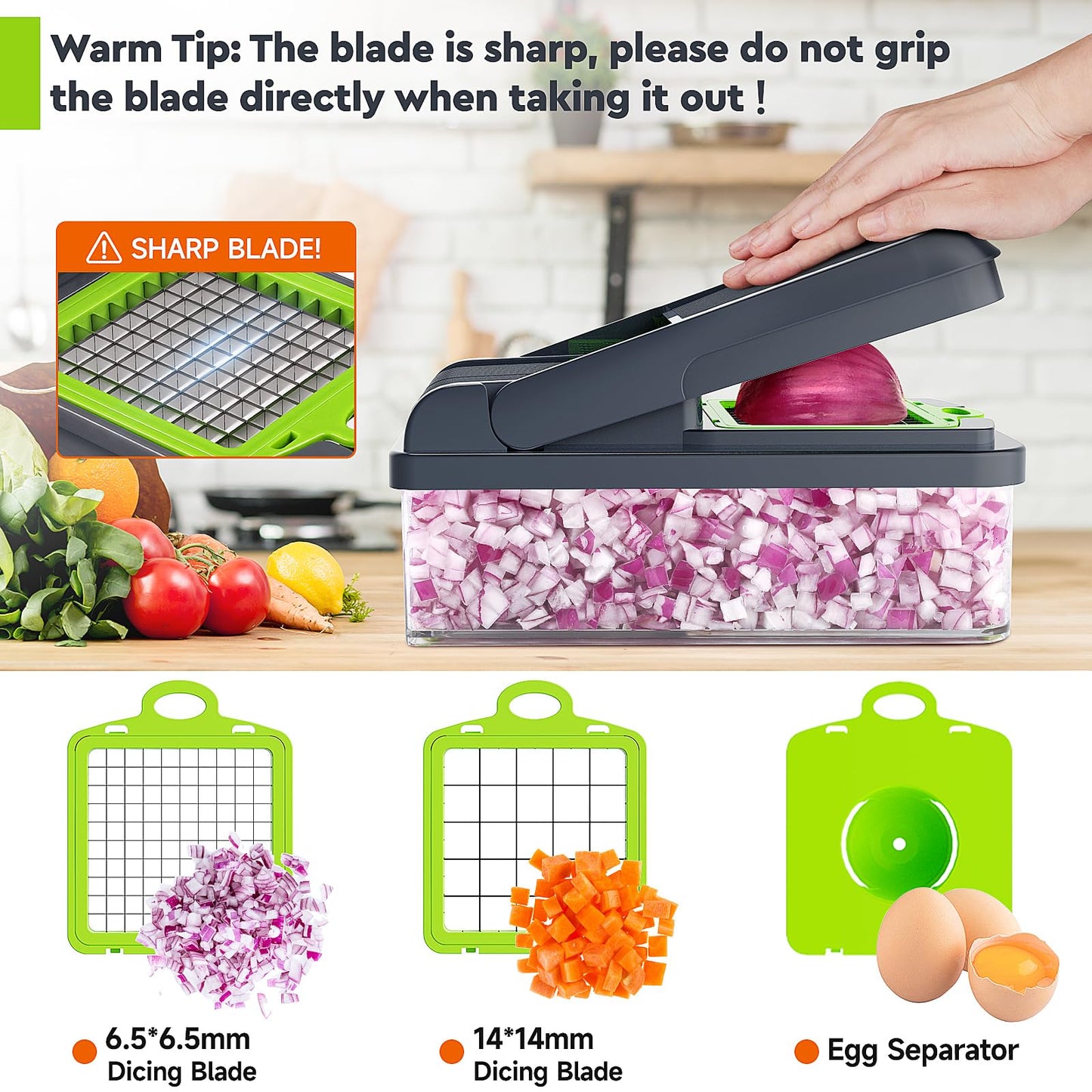 MealHelper 12-in-1 Vegetable Chopper, 7 Blade