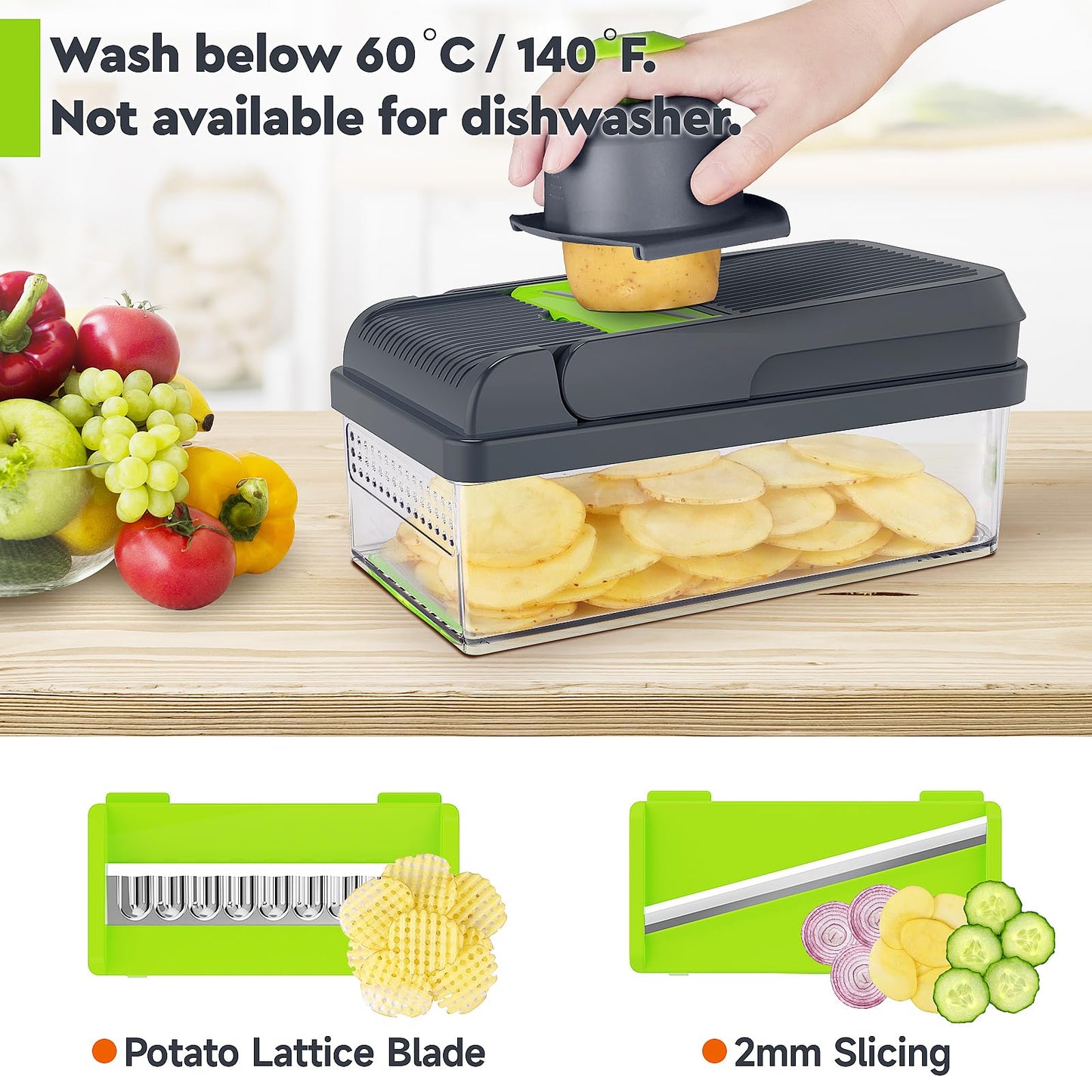 MealHelper 12-in-1 Vegetable Chopper, 7 Blade