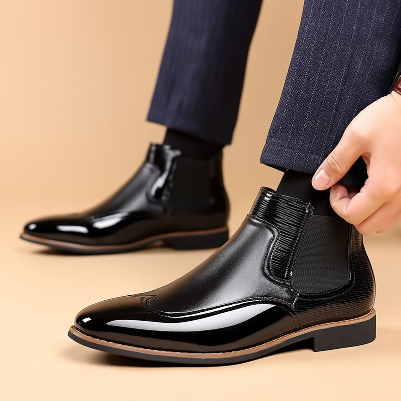 Men's Color Block Chelsea Boots on hand