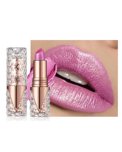 Caedelfly Glitter Metallic Shimmer Brown Lipstick Long Lasting,Diamond