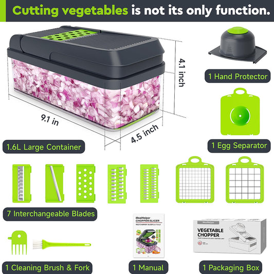 MealHelper 12-in-1 Vegetable Chopper, 7 Blade