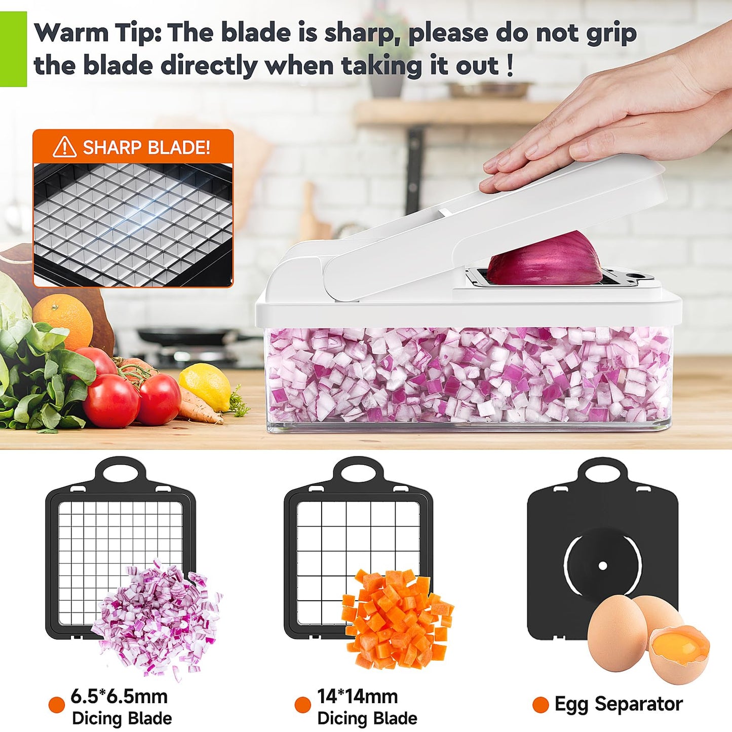 MealHelper 12-in-1 Vegetable Chopper, 7 Blade