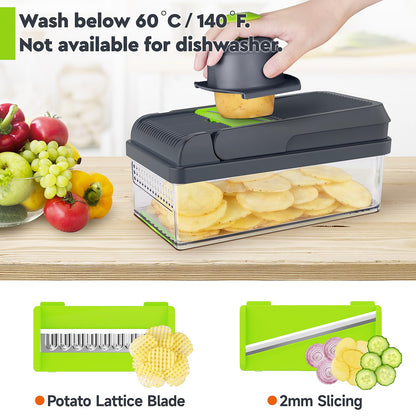 MealHelper 12-in-1 Vegetable Chopper, 7 Blade